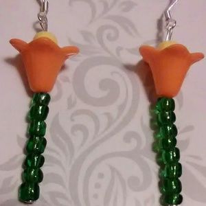 Orange Flower Earrings